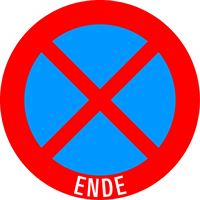 Prometni znak §52/13B, 480/1,5mm, Zabrana zaustavljanja i parkiranja kraj, Z52/13B-480ENDE