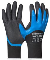 Handschuh WET GRIP, schwarz/blau, doppel beschichtet, nahtlos, EN388, Gr. 10, VPE12/144, Z709593
