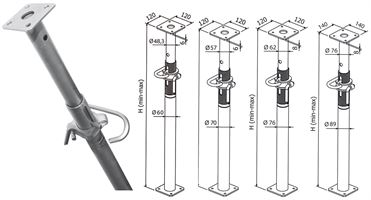 Podupirač zida klasa D 303-550cm pocinčani, vanjski navoj, ispitan EN1065, ZCD55EZ