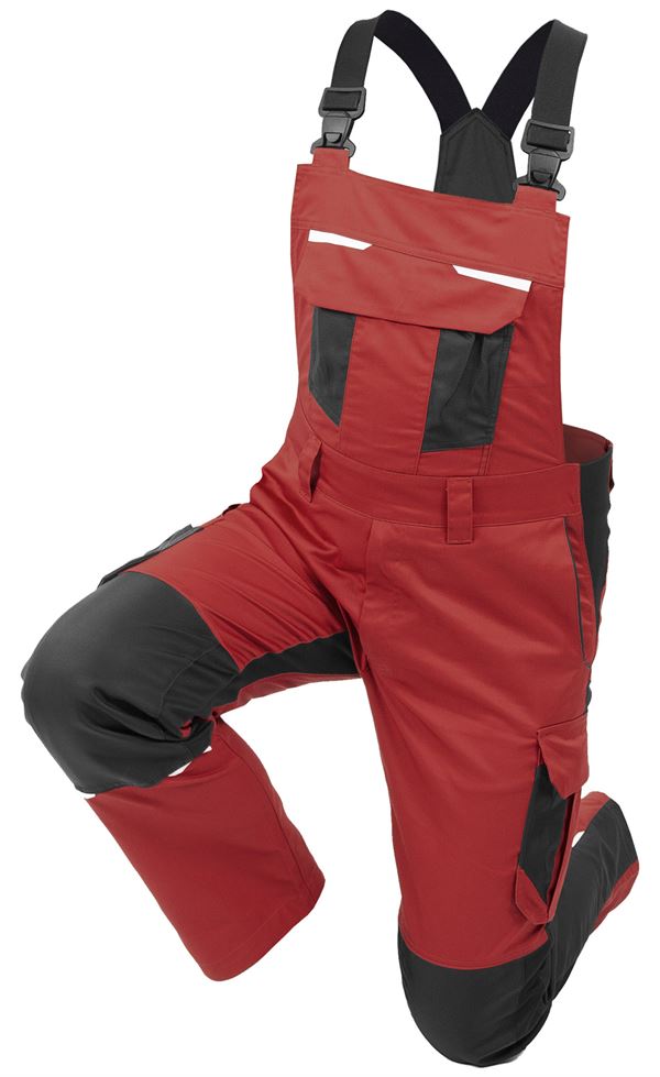 Latzhose QUALITEX IND, rot/anthrazit, 250 g/m², Gr. 46, Z41014-RALH46