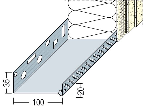 Sokl profil WDVS alu 100mm 90810 (9150) 2,50m/štanga, 10štangi/bunt, Z490810